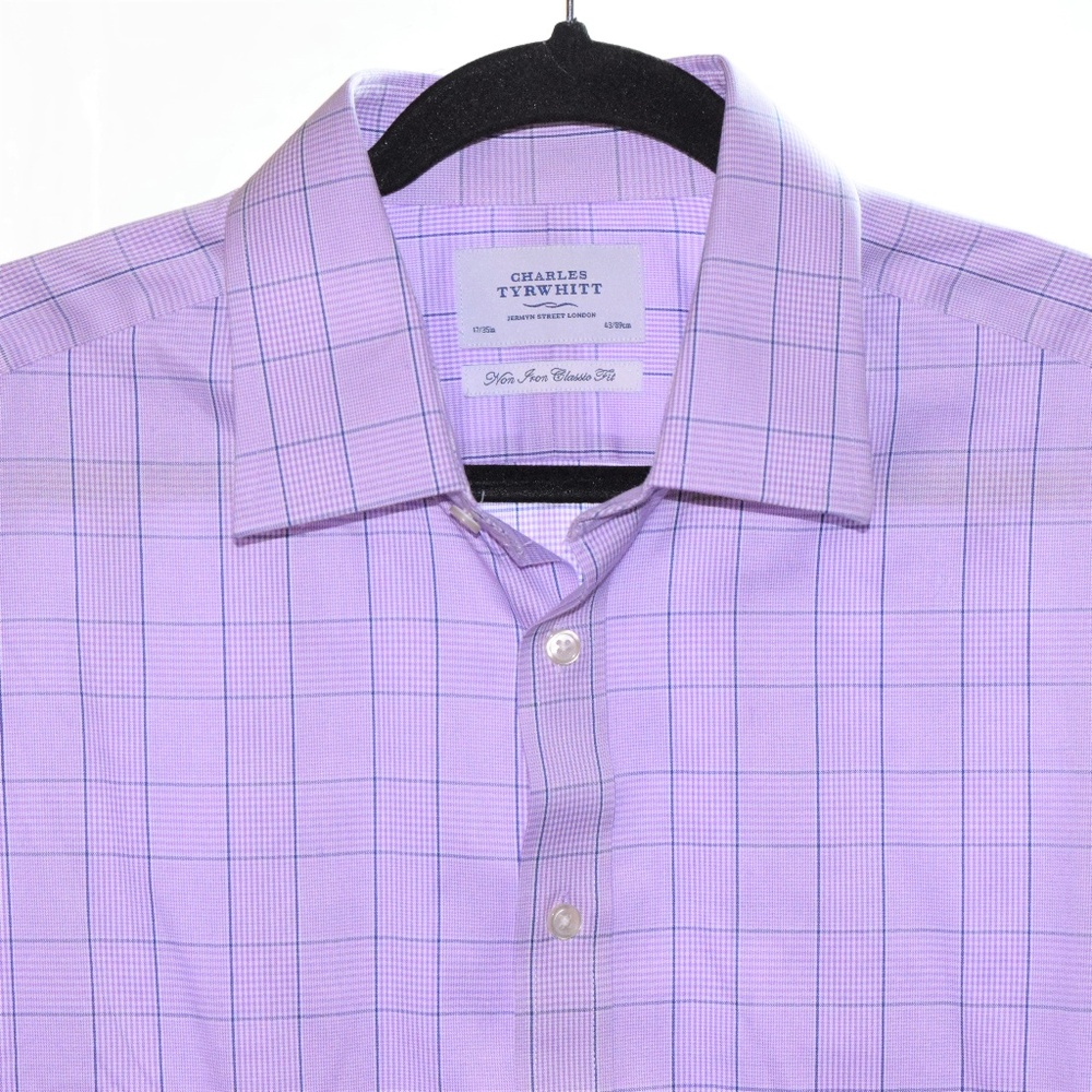 Charles Tyrwhitt Size 17 Purple Blue White  Check